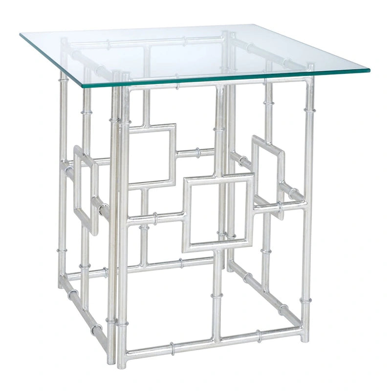 Tavolino d'appoggio Safavieh Treasures Dragojla con piano in vetro/argento - 21.7 x 21.7 x 21.4 - 22L x 22P x 21A