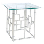 Tavolino d'appoggio Safavieh Treasures Dragojla con piano in vetro/argento - 21.7 x 21.7 x 21.4 - 22L x 22P x 21A