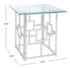 Tavolino d'appoggio Safavieh Treasures Dragojla con piano in vetro/argento - 21.7 x 21.7 x 21.4 - 22L x 22P x 21A