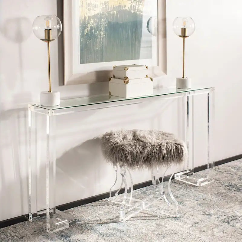 Table Console Acrylique Camryn SAFAVIEH Couture - Transparent - 60 L x 10 P x 30 H - 52Lx10Px30H