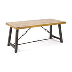 GDFStudio Rosario Set da Pranzo da Esterno Industriale in Legno di Acacia 3 Pezzi, Teak/Metallo Rustico