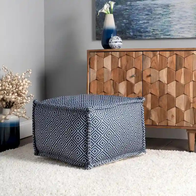 Nuloom Amalfi Pouf/Ottoman da Interno/Esterno con Stampa Azteca