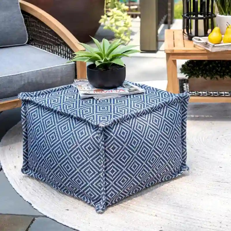 Nuloom Amalfi Pouf/Ottoman da Interno/Esterno con Stampa Azteca