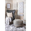 Pouf ottoman en tricot décontracté en jean et jute Nuloom Granada