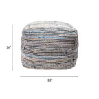 Pouf ottoman en tricot décontracté en jean et jute Nuloom Granada
