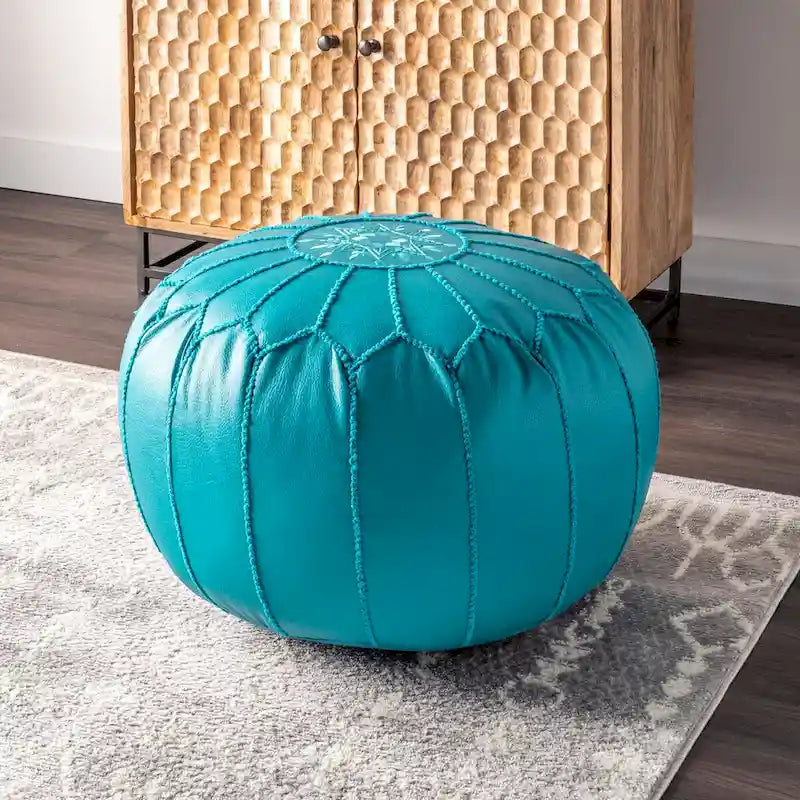 Nuloom Pouf Ottomano Classico Leggero in Ecopelle Stile Marocchino