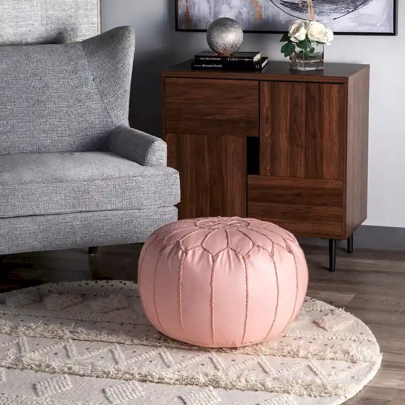 Nuloom Pouf Ottomano Classico Leggero in Ecopelle Stile Marocchino
