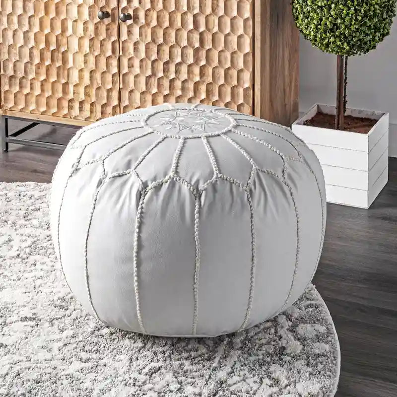 Nuloom Pouf Ottomano Classico Leggero in Ecopelle Stile Marocchino