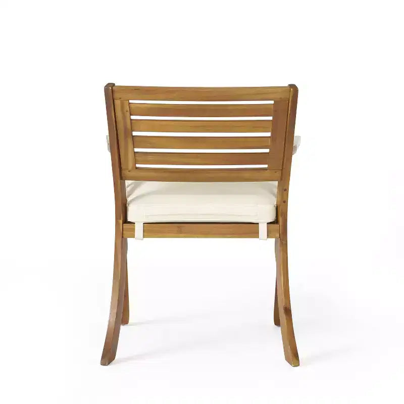 GDFStudio Baia Set da Pranzo da Esterno a 5 Pezzi in Legno di Acacia con Cuscini, Teak/Crema