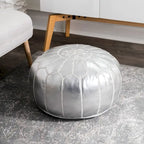 Pouf ottomano Nuloom in pelle marocchina fatta a mano imbottita