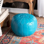 Pouf ottomano Nuloom in pelle marocchina fatta a mano imbottita