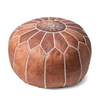Pouf ottomano Nuloom in pelle marocchina fatta a mano imbottita