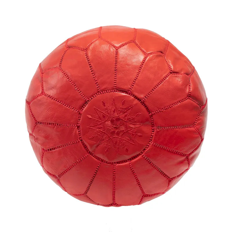 Pouf ottomano Nuloom in pelle marocchina fatta a mano imbottita