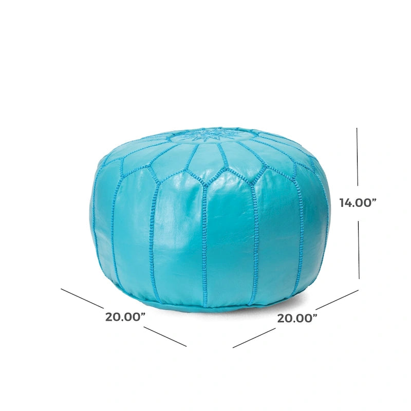 Pouf ottomano Nuloom in pelle marocchina fatta a mano imbottita