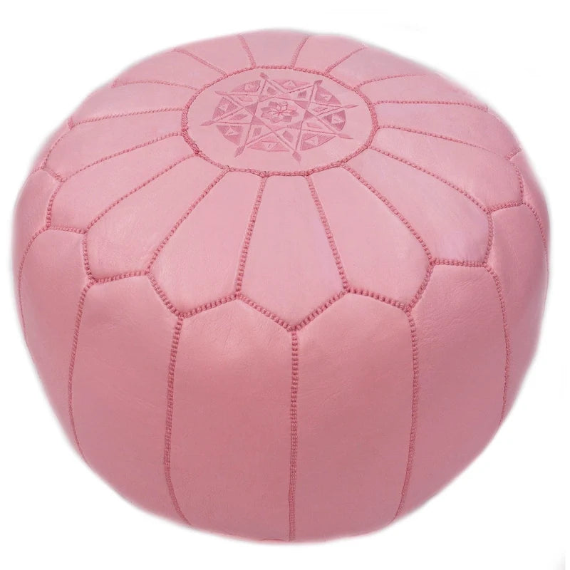Pouf ottomano Nuloom in pelle marocchina fatta a mano imbottita