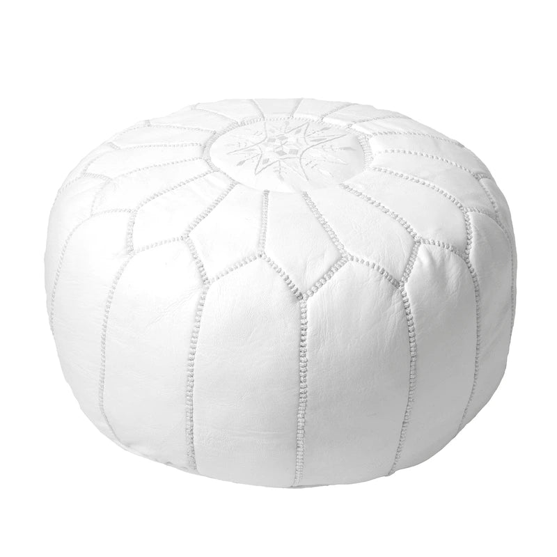 Pouf ottomano Nuloom in pelle marocchina fatta a mano imbottita