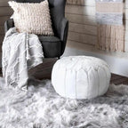 Pouf ottomano Nuloom in pelle marocchina fatta a mano imbottita