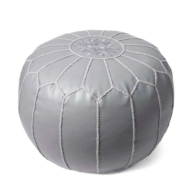 Pouf ottomano Nuloom in pelle marocchina fatta a mano imbottita