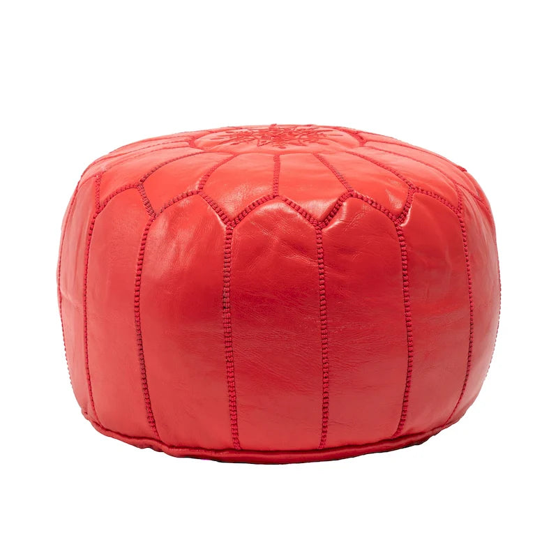 Pouf ottomano Nuloom in pelle marocchina fatta a mano imbottita