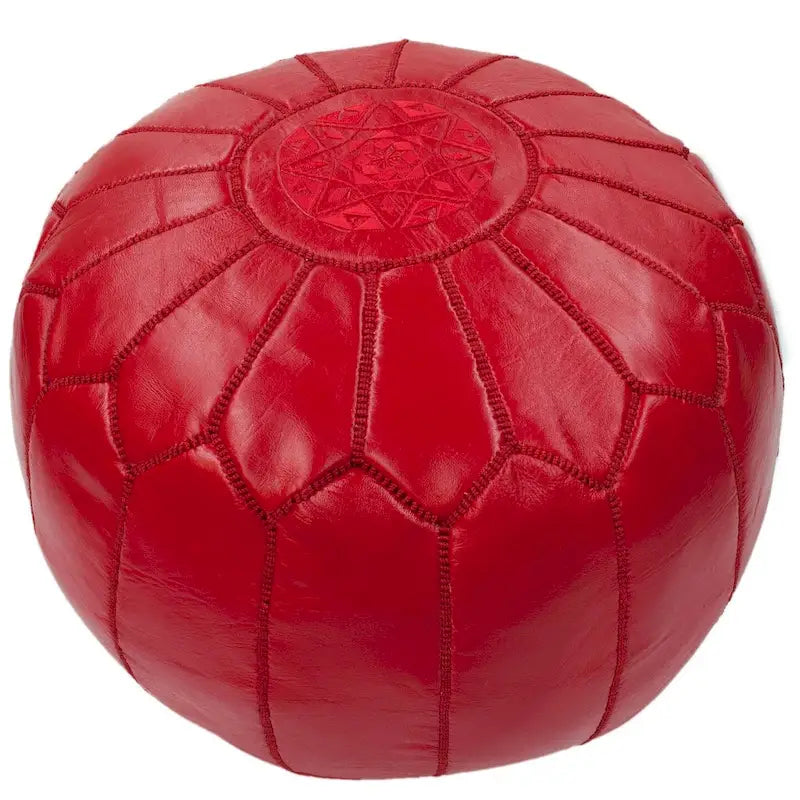 Pouf ottomano Nuloom in pelle marocchina fatta a mano imbottita