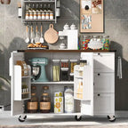 Isola da cucina da 54,5 pollici con prese elettriche, carrello da cucina con ruote