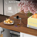 Isola da cucina da 54,5 pollici con prese elettriche, carrello da cucina con ruote