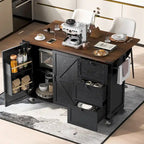 Isola da cucina da 54,5 pollici con prese elettriche, carrello da cucina con ruote