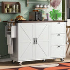 Isola da cucina da 54,5 pollici con prese elettriche, carrello da cucina con ruote