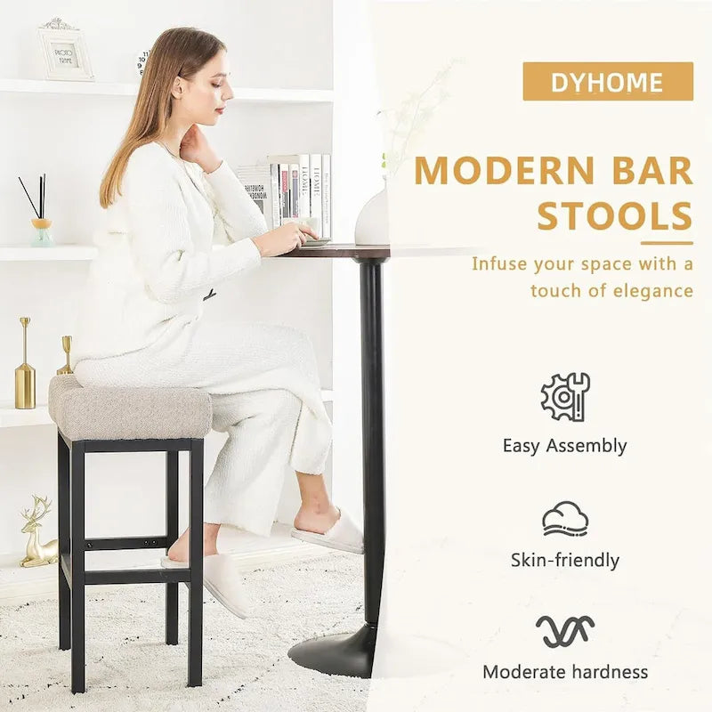 Tabourets de bar XINMICS, tabourets de bar modernes de 68 cm de hauteur de comptoir, chaise de tabouret en forme de selle rembourrée sans dossier avec pieds en métal