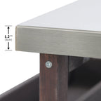 Isola Cucina da Esterno, Carrello Bar con Ruote e Mobile Contenitore, Tavolo Barbecue da Esterno Stile Rustico con Piano in Acciaio Inox e Portasciugamani