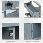 Isola Cucina da Esterno, Carrello Bar con Ruote e Mobile Contenitore, Tavolo Barbecue da Esterno Stile Rustico con Piano in Acciaio Inox e Portasciugamani