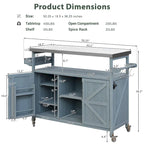 Isola Cucina da Esterno, Carrello Bar con Ruote e Mobile Contenitore, Tavolo Barbecue da Esterno Stile Rustico con Piano in Acciaio Inox e Portasciugamani