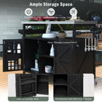 Isola Cucina da Esterno, Carrello Bar con Ruote e Mobile Contenitore, Tavolo Barbecue da Esterno Stile Rustico con Piano in Acciaio Inox e Portasciugamani