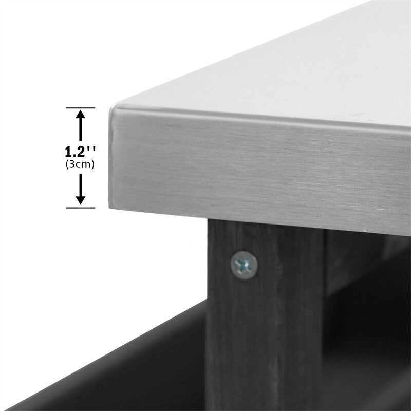 Isola Cucina da Esterno, Carrello Bar con Ruote e Mobile Contenitore, Tavolo Barbecue da Esterno Stile Rustico con Piano in Acciaio Inox e Portasciugamani