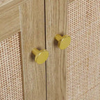 Buffet en bois et rotin de style moderne du milieu du siècle à 2 portes et 3 tiroirs, meuble de rangement de cuisine Anmytek