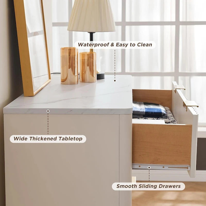 Comò moderno a 5 cassetti con scanalature, cassettiera, mobile TV con cassetti