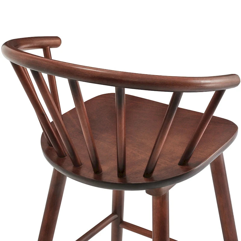 Set di 3 Sgabelli da Bancone 61 cm Sgabelli da Bar con Struttura in Legno Massello e Schienale a Fuso per Isola Cucina