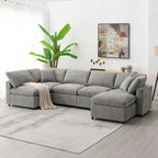 Canapé d'angle modulable en U avec pouf