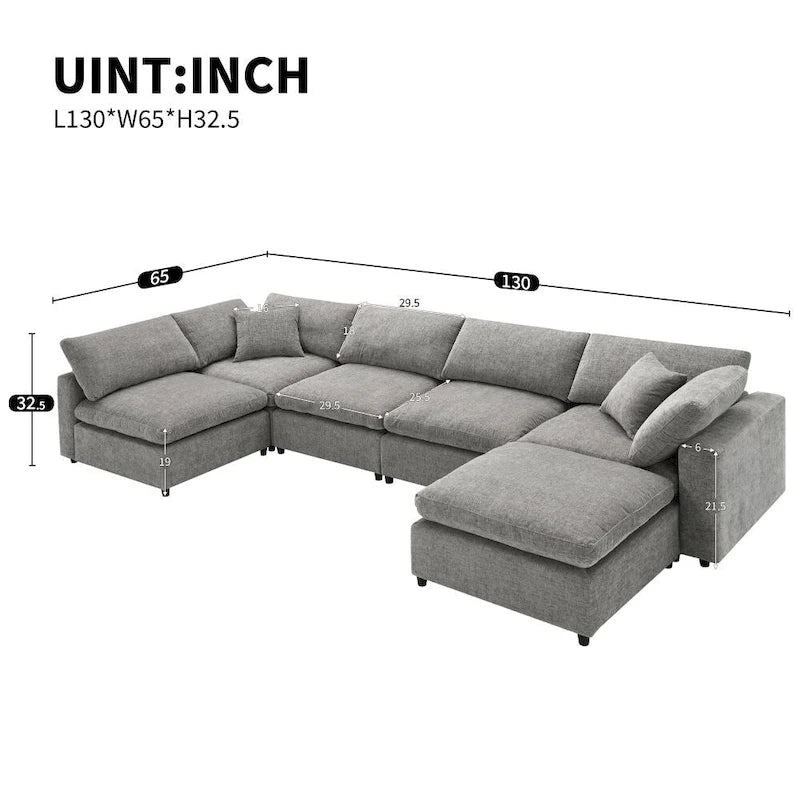 Canapé d'angle modulable en U avec pouf
