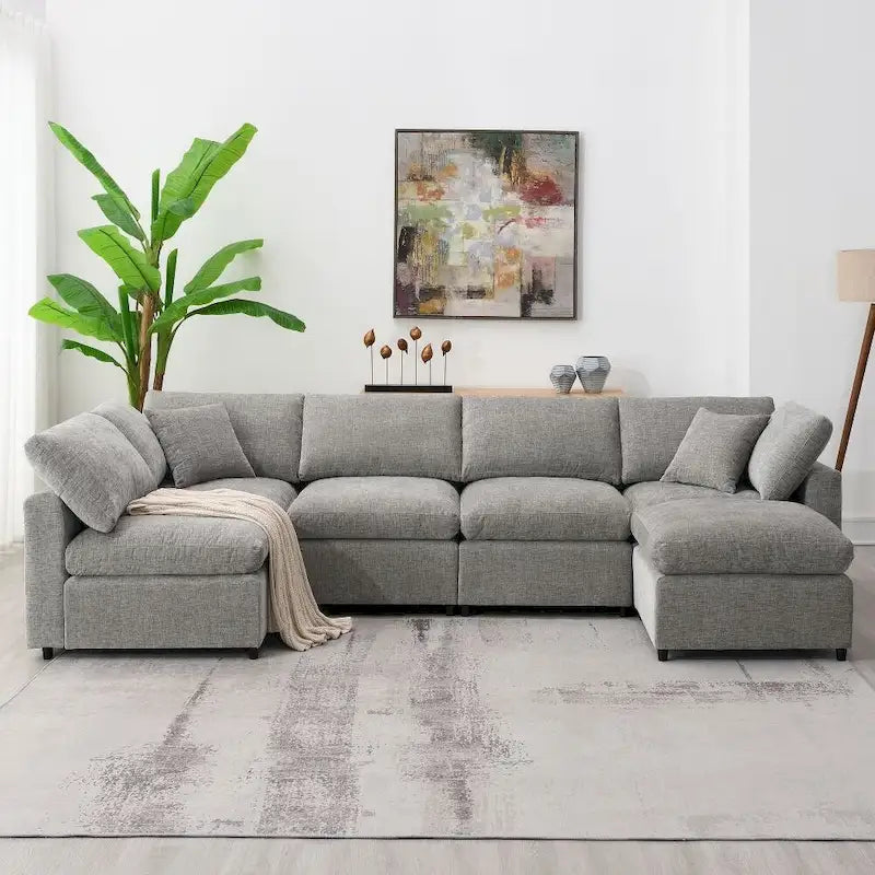 Canapé d'angle modulable en U avec pouf