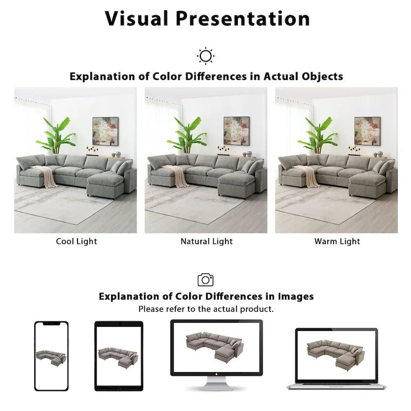 Canapé d'angle modulable en U avec pouf