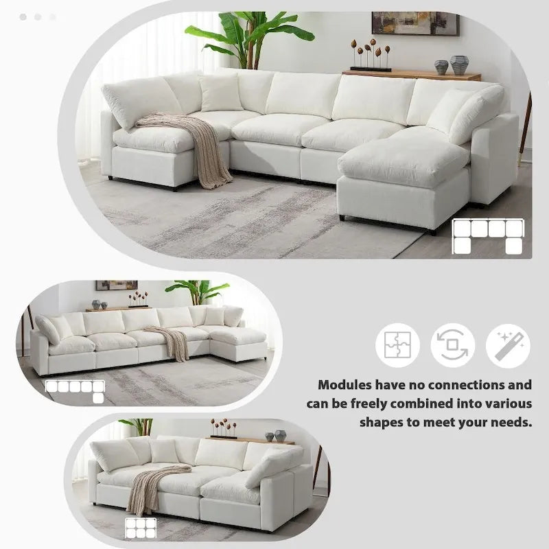 Canapé d'angle modulable en U avec pouf