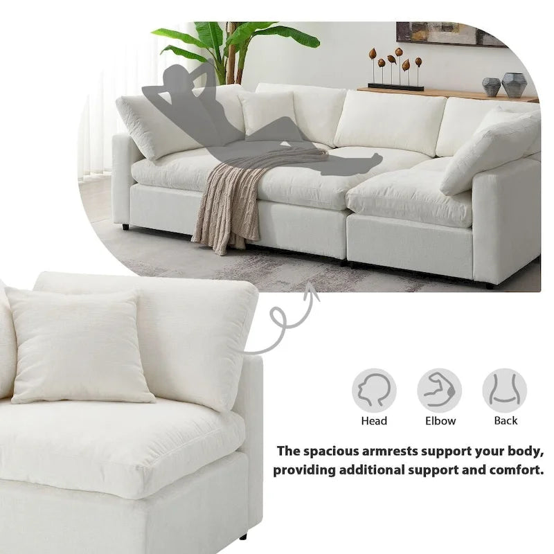 Canapé d'angle modulable en U avec pouf