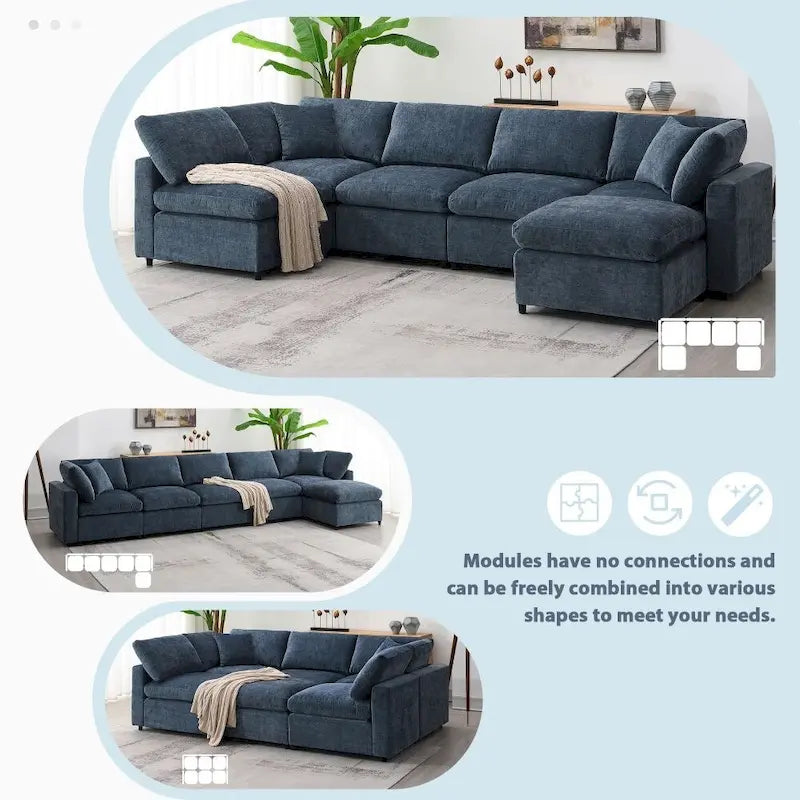 Canapé d'angle modulable en U avec pouf
