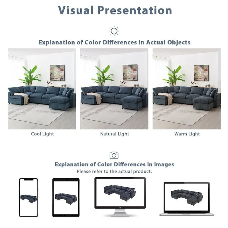 Canapé d'angle modulable en U avec pouf