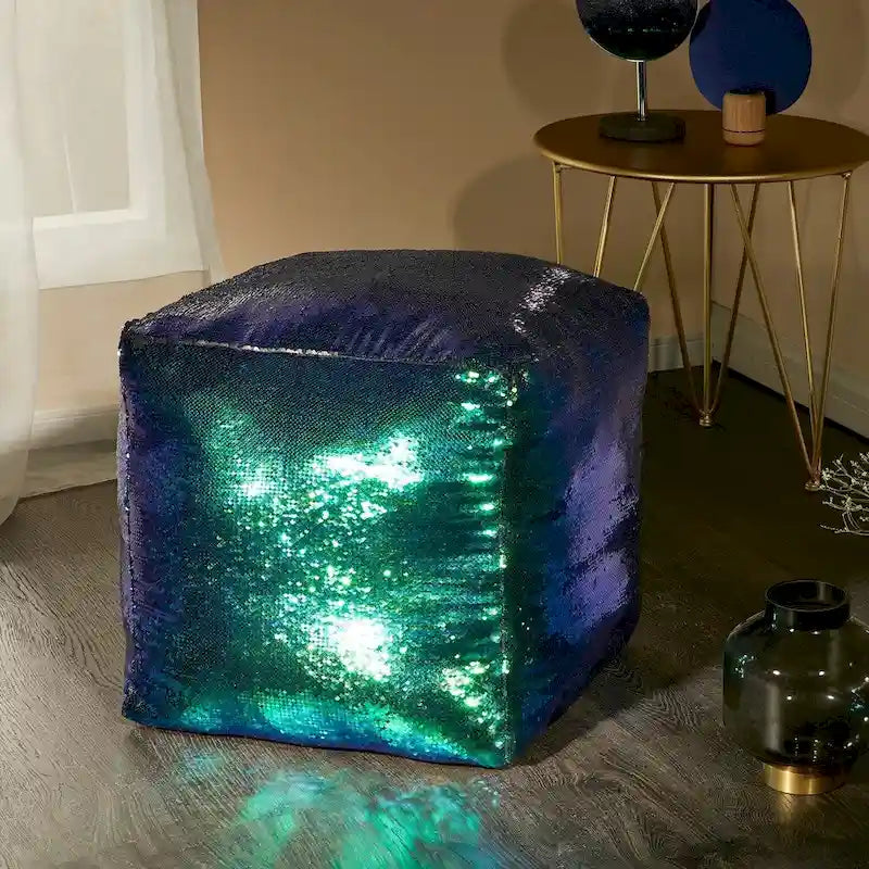 Pouf a sirena di paillettes reversibili