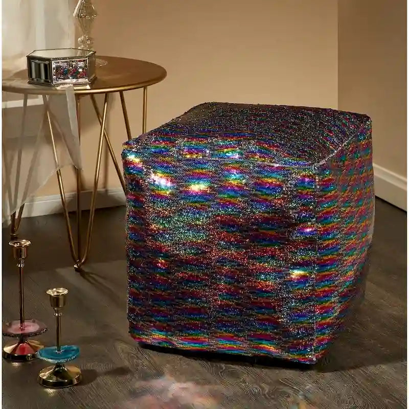 Pouf a sirena di paillettes reversibili