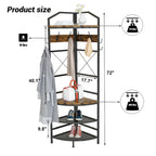 Arbre d'entrée d'angle avec rangement pour chaussures, porte-manteau d'entrée avec 6 crochets doubles, étagère à chaussures organisatrice pour entrée, couloir, chambre à coucher