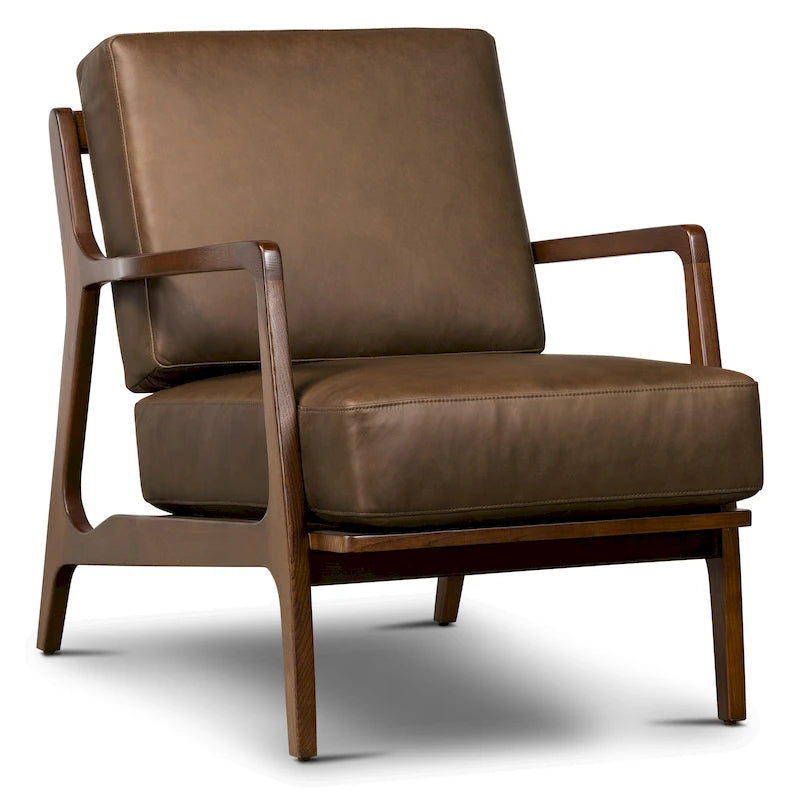 Poltrona Lounge in Pelle Verity di Poly & Bark - Vera Pelle Italiana Pieno Fiore