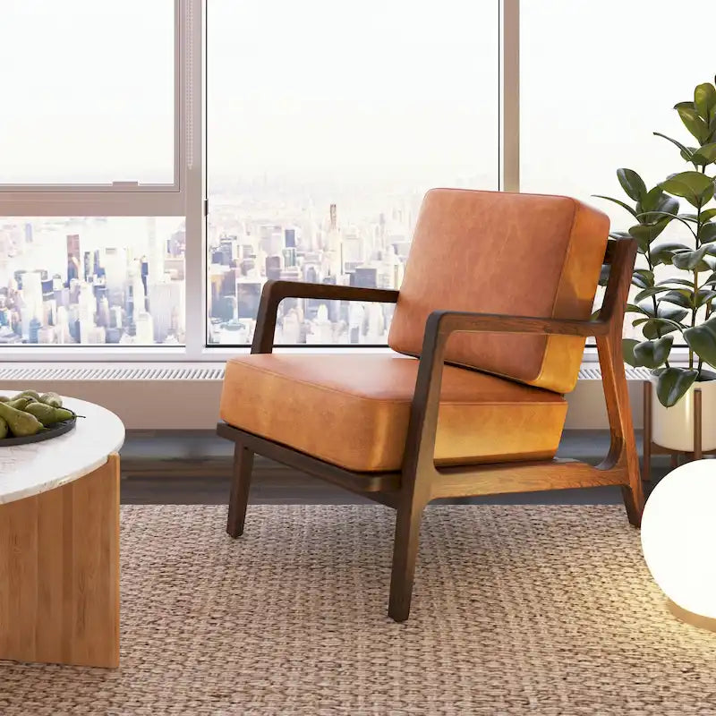 Poly & Bark Verity Leather Lounge Chair - Full Grain Genuine Italian Leather